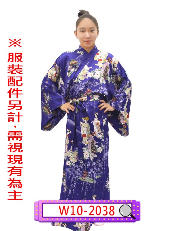 W10-2038.紫花紋緞和服.和服.吳服.著物.藝妓.