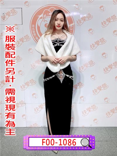 黑底亮鑽綴飾長禮服